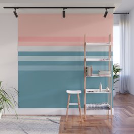 Taina - Blue Pink Summer Vibes Retro Stripes Colourful Art Design  Wall Mural
