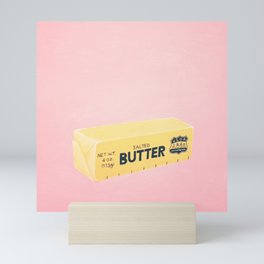 The Butter The Better Mini Art Print | Yellow, Food, Colorful, Pink, Acrylic, Cook, Cute, Chef, Illustration, Baker 