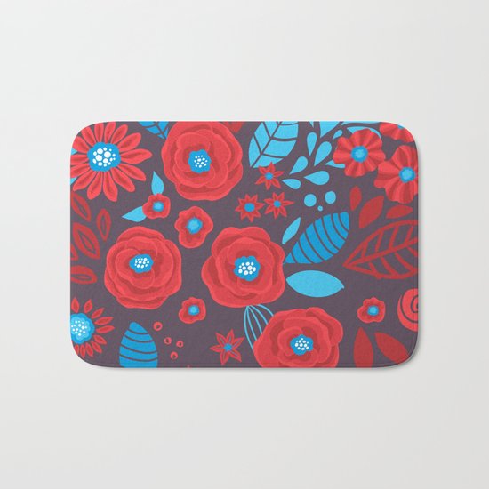 Doodle floral pattern Bath Mat
