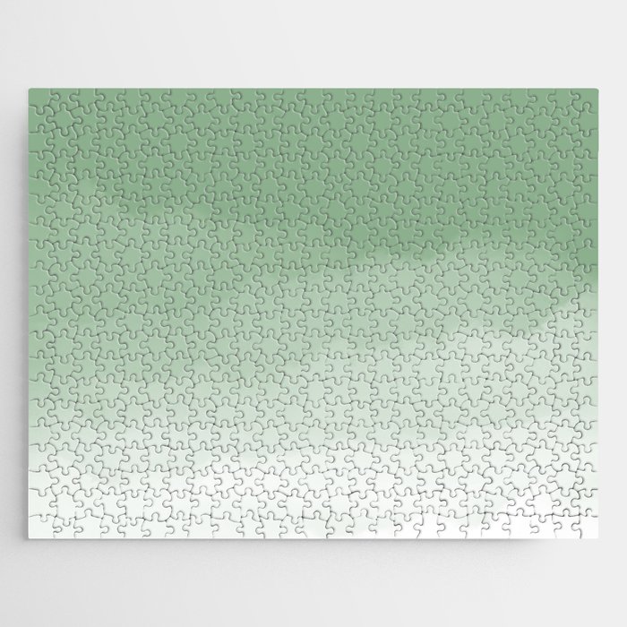 Pale Sage Green Watercolor Ombre (pale sage green/white) Jigsaw Puzzle