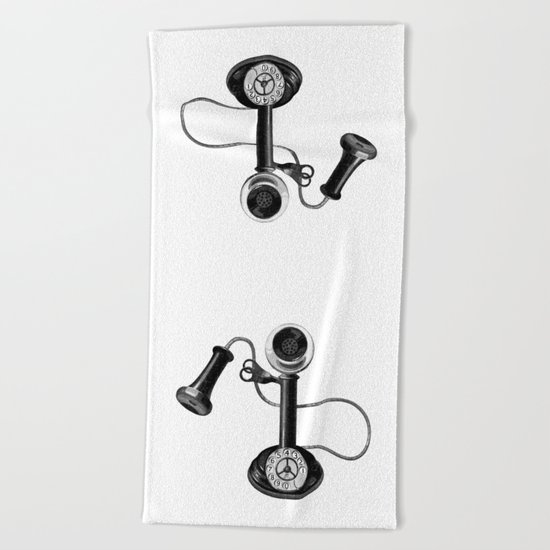 Old telephone Beach Towel