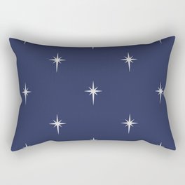 Large Christmas Faux Silver Foil Star in Midnight Blue Rectangular Pillow