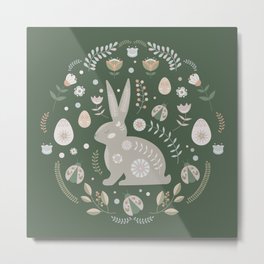 Easter bunny Metal Print | Graphicdesign, Flower, Art, Digital, Easter, Folk, Rabbit, Element, Egg, Folkart 