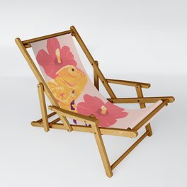 Summer Island Chameleon Illustration Sling Chair
