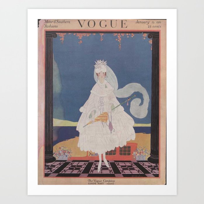 Vintage Fashion Magazine Cover Illustration January 1916 Art Print