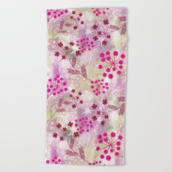 bright floral pattern ,watercolor background. Beach Towel