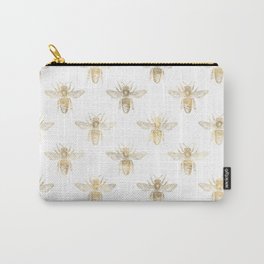 Gold Bee Pattern Carry-All Pouch