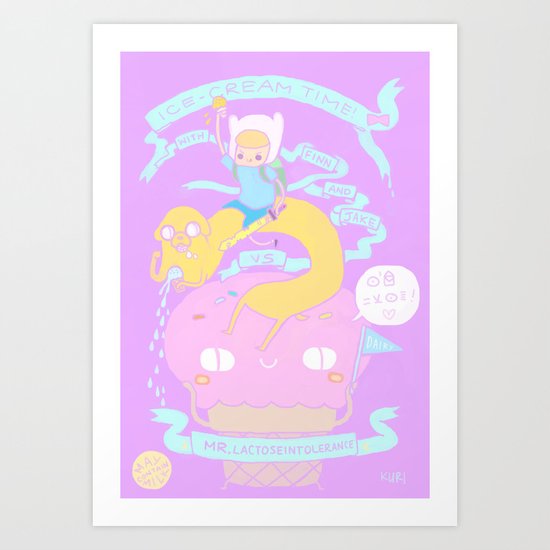 ICE-CREAM TIME with finn and jake VS Mr.Lactose intolerance. Art Print