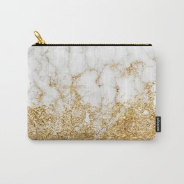 White and Gold Marble Waves Carry-All Pouch