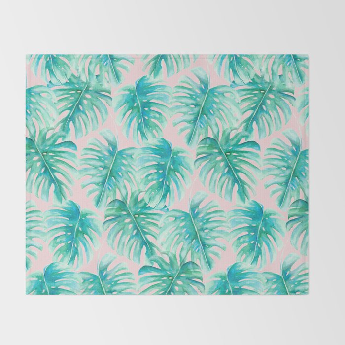 Paradise Palms Blush Throw Blanket by mjmstudio Society6