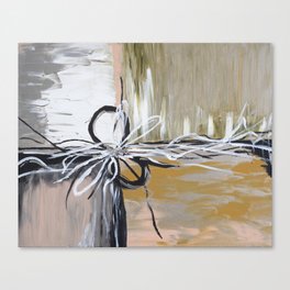 Abstract art in bronze, silver, black Canvas Print