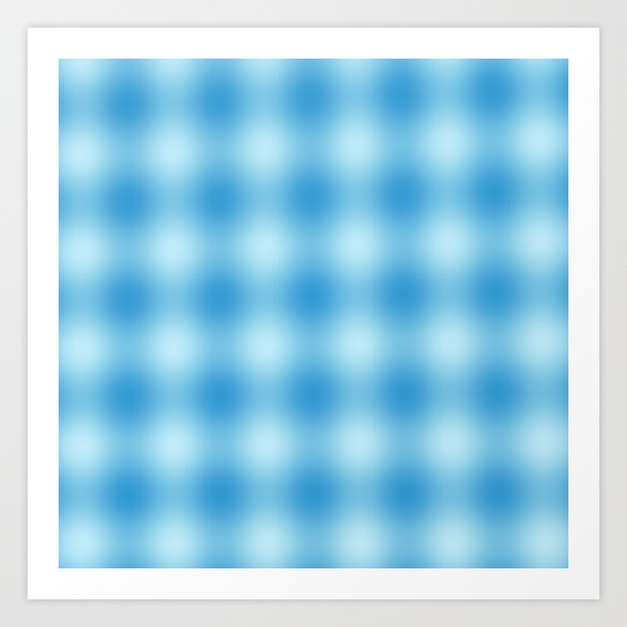 Trippy Blue Gradient Checkerboard Gingham Pattern Art Print