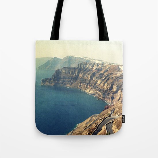 The insane roads of Santorini Tote Bag