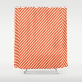 [ Thumbnail: Beige and Red Colored Lines Pattern Shower Curtain ]