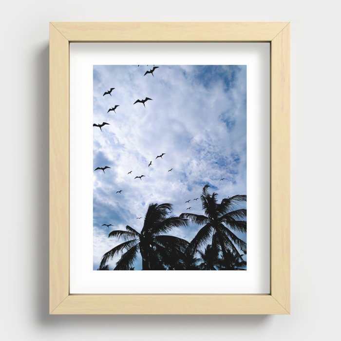 PALMS AND BIRDS Recessed Framed Print