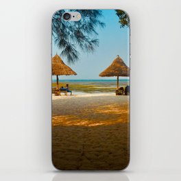 South Africa Photography - Beach With Straw Parasols iPhone Skin