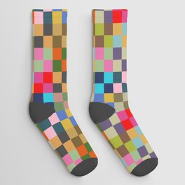 Colorful Checkerboard Socks | Modern, Pattern, Vintage, Tiles, Graphicdesign, Retro, Checkerboard, Checkered, Colorful, Geometric 