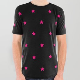Neon Pink And Black Magic Stars Collection All Over Graphic Tee