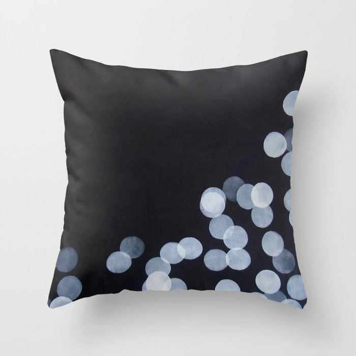 No. 44 - Print of Bokeh Inspired Black and White Modern Abstract Painting Throw Pillow
