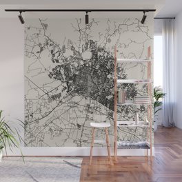 Léon, France. City Map. Black and White. Minimal Wall Mural
