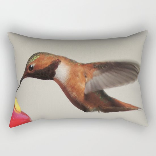 Rufous in for a Quick Lunch Rectangular Pillow