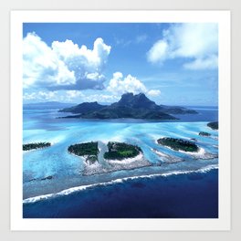 Exotic Bora Bora Tropical Island And Lagoon Aerial Art Print