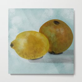 Citrus Still Life Metal Print | Orangecitrus, Yellow, Sunroom, Watercolor, Wallart, Wallhanging, Stilllife, Graphicdesign, Organic, Kitchen 