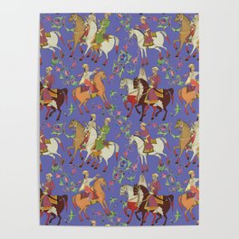 Horse-drawn Wedding Procession - Horse Riding tribal pattern on Veri Peri   Poster