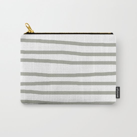 Simply Drawn Stripes Retro Gray on White Carry-All Pouch