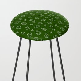 Green and White Gems Pattern Counter Stool