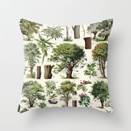 Adolphe Millot - Arbres A - French vintage botanical poster Throw Pillow