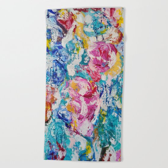 Abstract floral painting Beach Towel