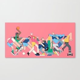 Youth Characters on Pink Canvas Print