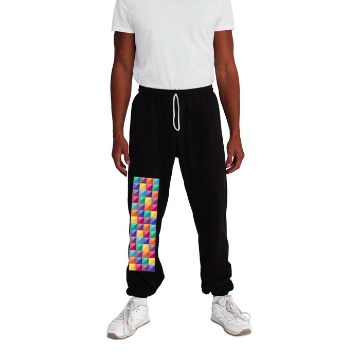 Tetris arcade game 3D colorful stones pattern Sweatpants