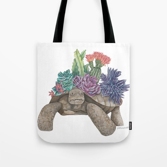 World Tortoise with Succulents Tote Bag