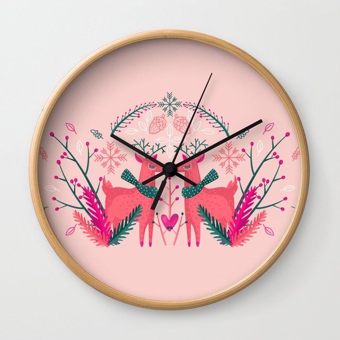 Rudolph And Rosi - Pastel Peach Wall Clock