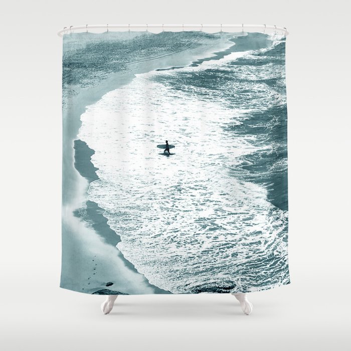 Lone surfer - slate Shower Curtain