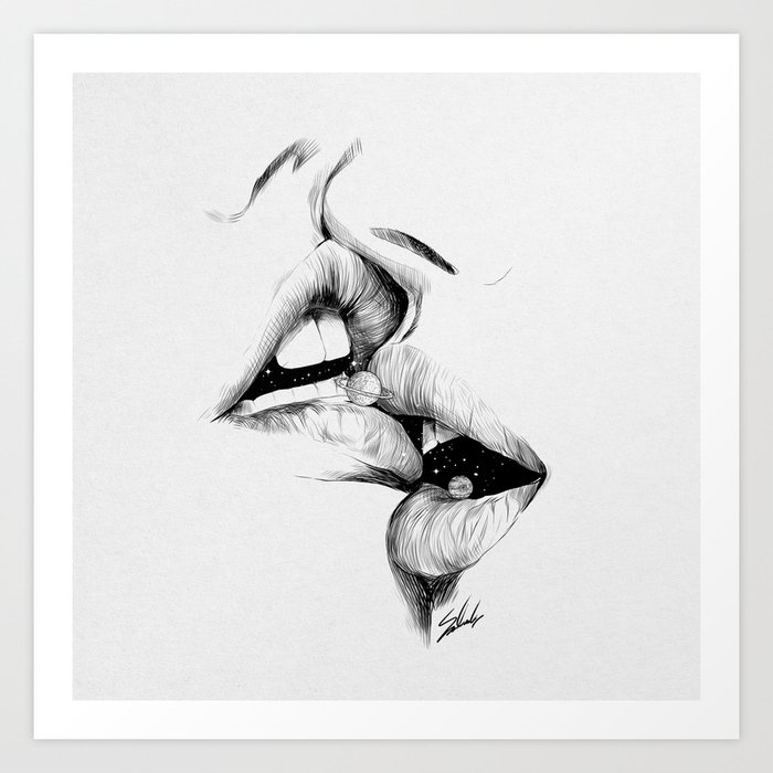 Universe kiss. Art Print