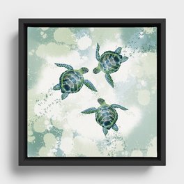Swimming Together 3 - Sea Turtle  Framed Canvas