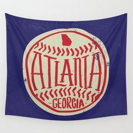 Atlanta Georgia Baseball - Hand Drawn, Script Typography Wall Tapestry