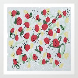 Strawberries Abstract Art  Art Print