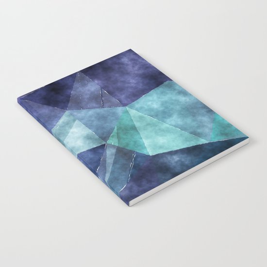 The deep blue sea- Watercolor triangles pattern in blue colors Notebook