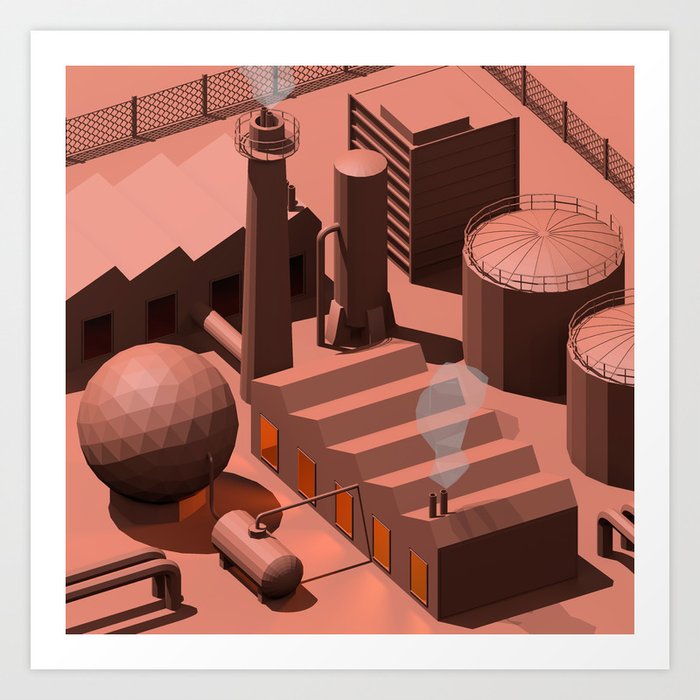 Low Poly Industry Art Print