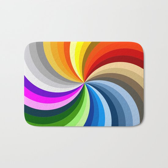 Rainbow Swirl Multi-Coloured Circle Design Bath Mat