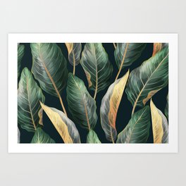 Palm leaves seamless vintage pattern Art Print