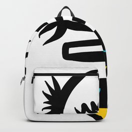 Abstract Snake Bird Minimal Style Line in Black and White and Color Backpack