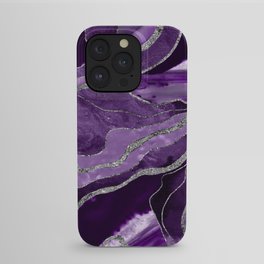 Purple Marble Agate Silver Glitter Glam #1 (Faux Glitter) #decor #art #society6 iPhone Case | Pattern, Faux Glitter, Geode, Marbled, Silver Glitter, Abstract, Marble, Collage, Stripes, Ink Art 