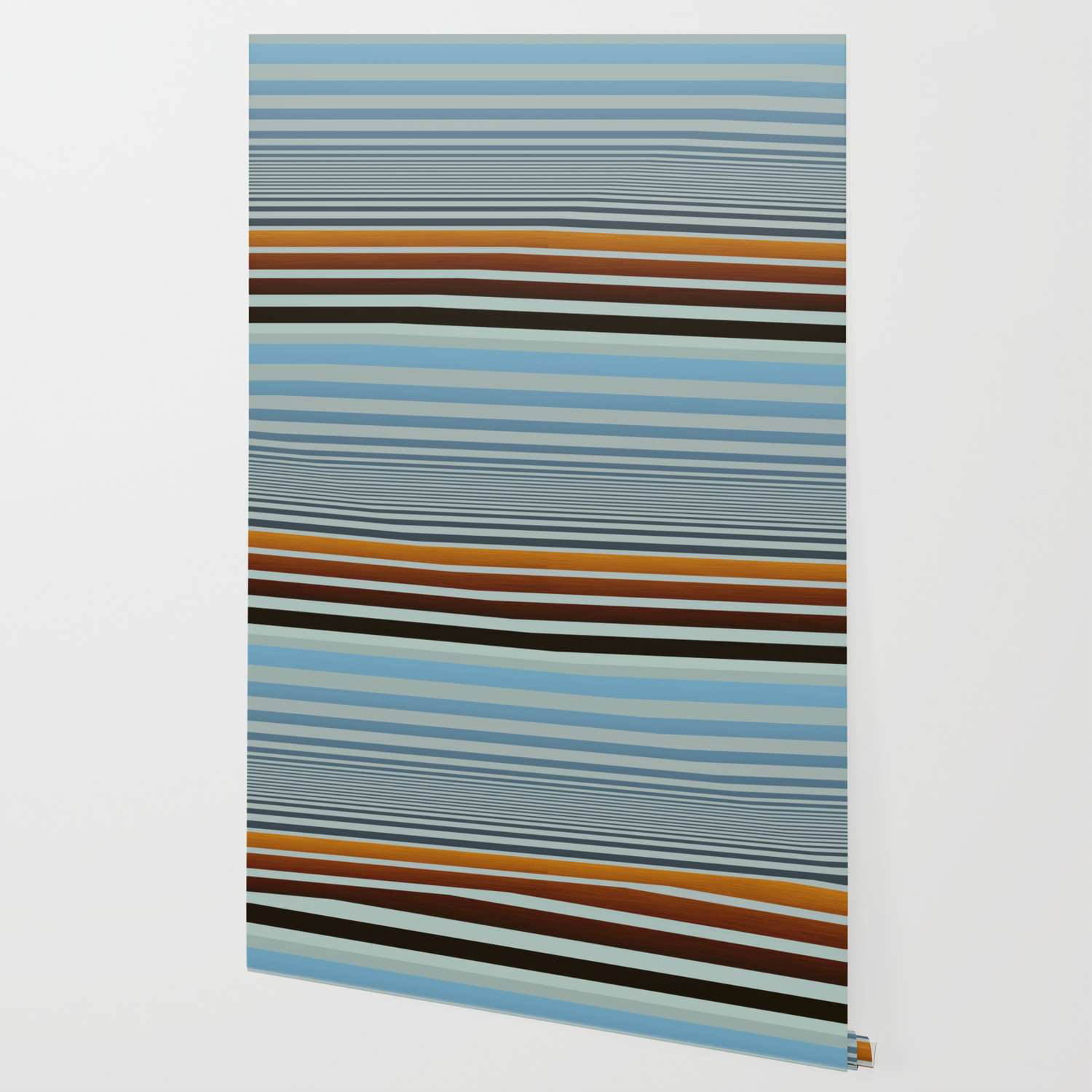 Masculine Grey Blue Wood Grain Gradient Stripes Wallpaper By