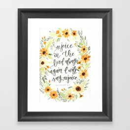 watercolor sunflowers Bible verse /// rejoice in the Lord always Framed Art Print