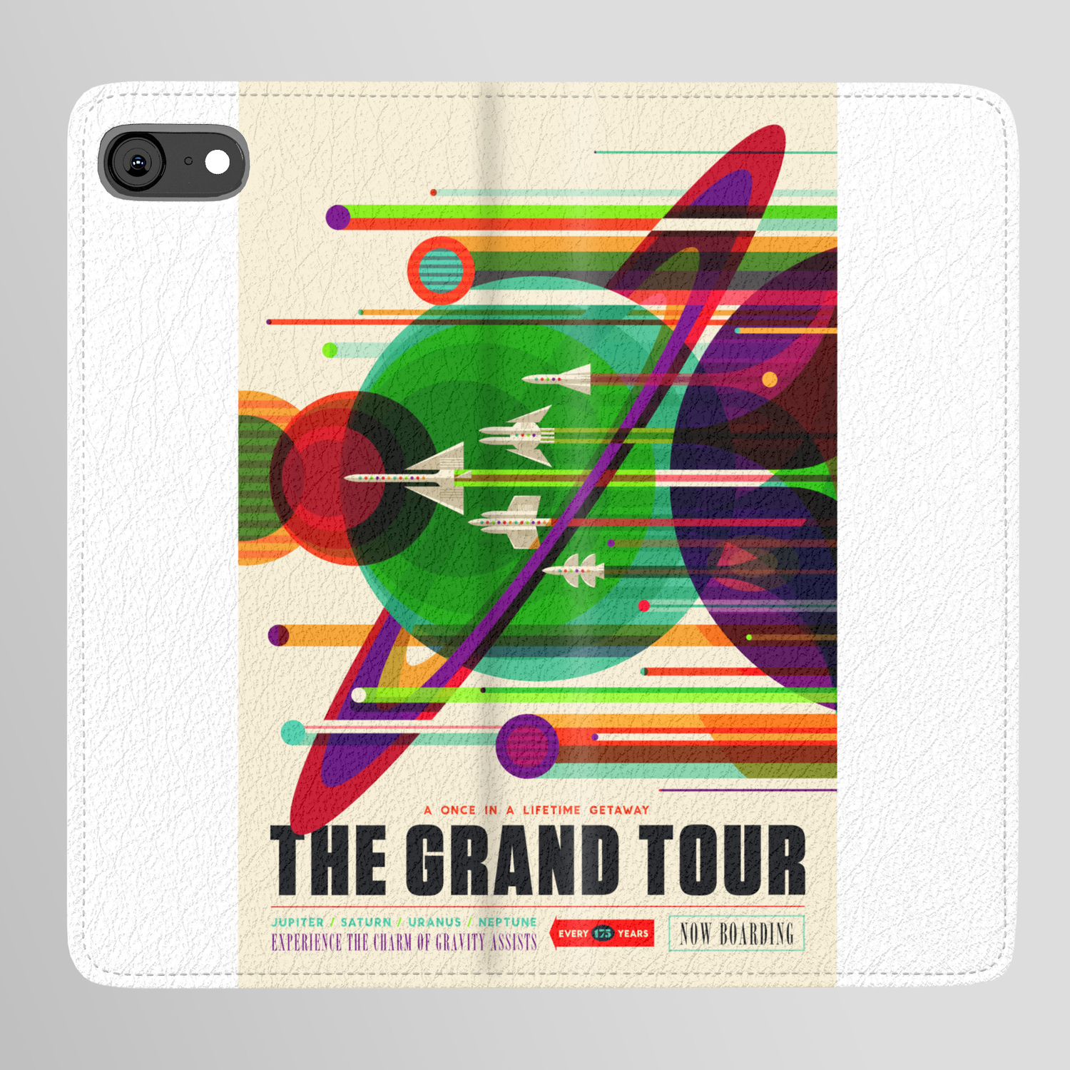 Nasa Outer Space Saturn Shuttle Retro Poster Futuristic Explorer Iphone Wallet Case By Design Art Society6